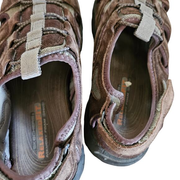 Men's Size 10 - Skechers Brown Leather Outdoor - Fisherman Sandal Shoes - Picture 3 of 11